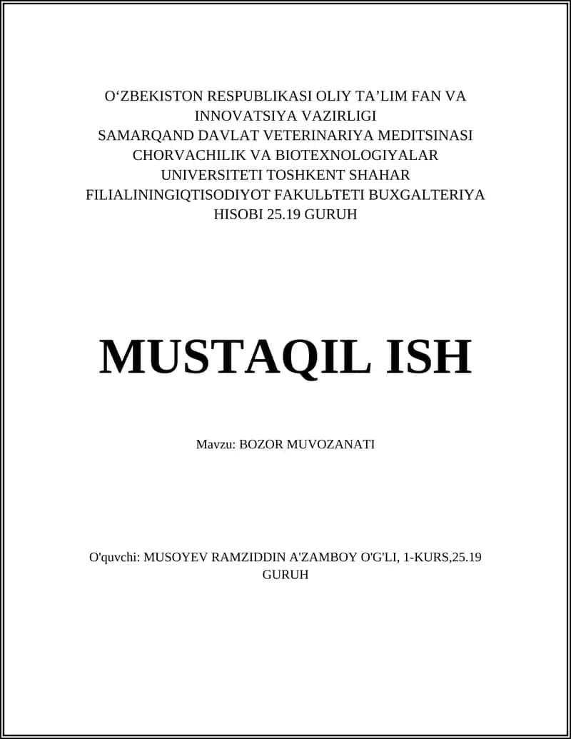 Bozor muvozanati 1