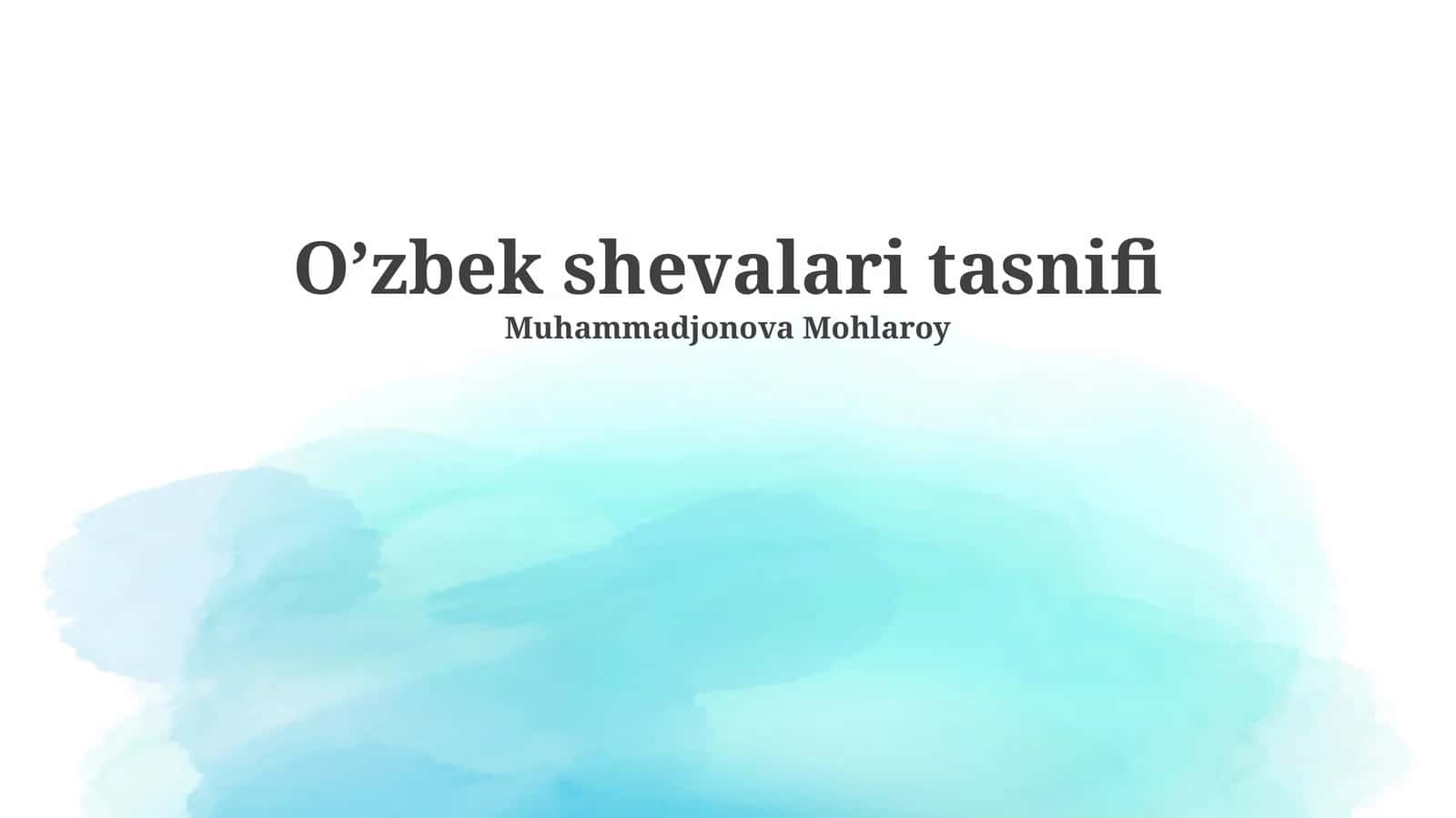 Oʼzbek shevalari tasnifi 1
