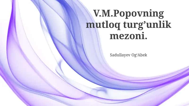 Popovning Mutlaq Barqarorlik Mezoni 1
