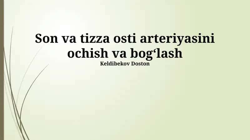 Son Va Tizza Arteriyasini Ochish va Bogʻlash 1