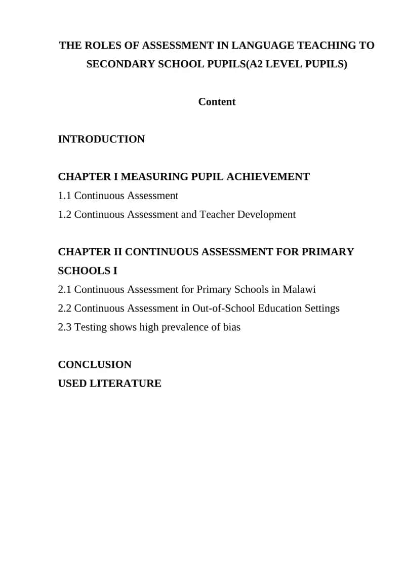 Continuous Assessment for Language Teaching 1