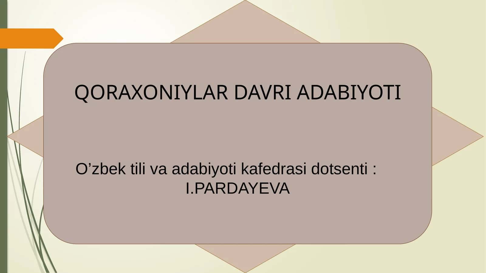 QORAXONIYLAR DAVRI ADABIYOTI 1
