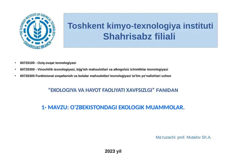 Oziq-ovqat texnologiyasi 1