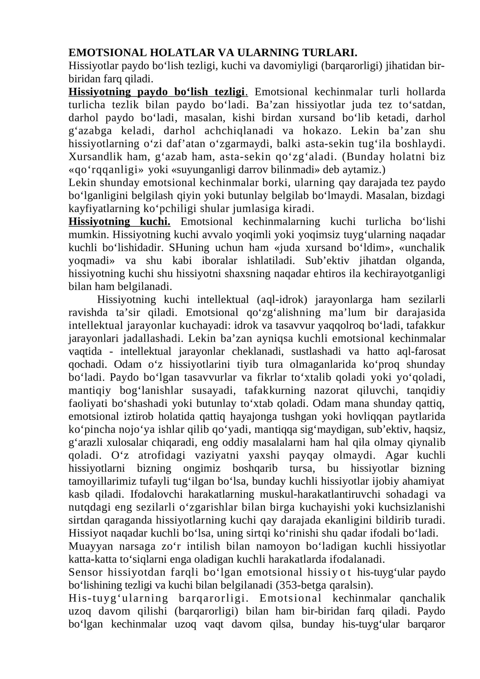 Emotsional holatlar va ularning turlari 1