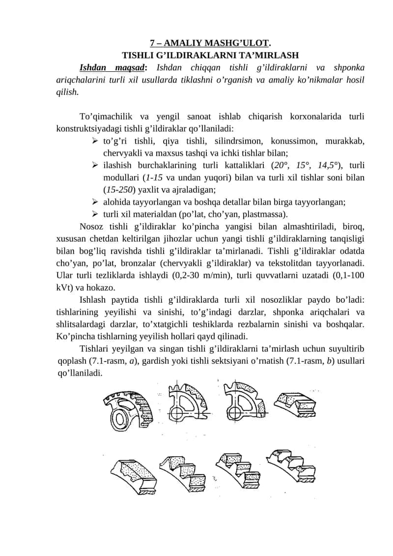 TISHLI G’ILDIRAKLARNI TA’MIRLASH 1