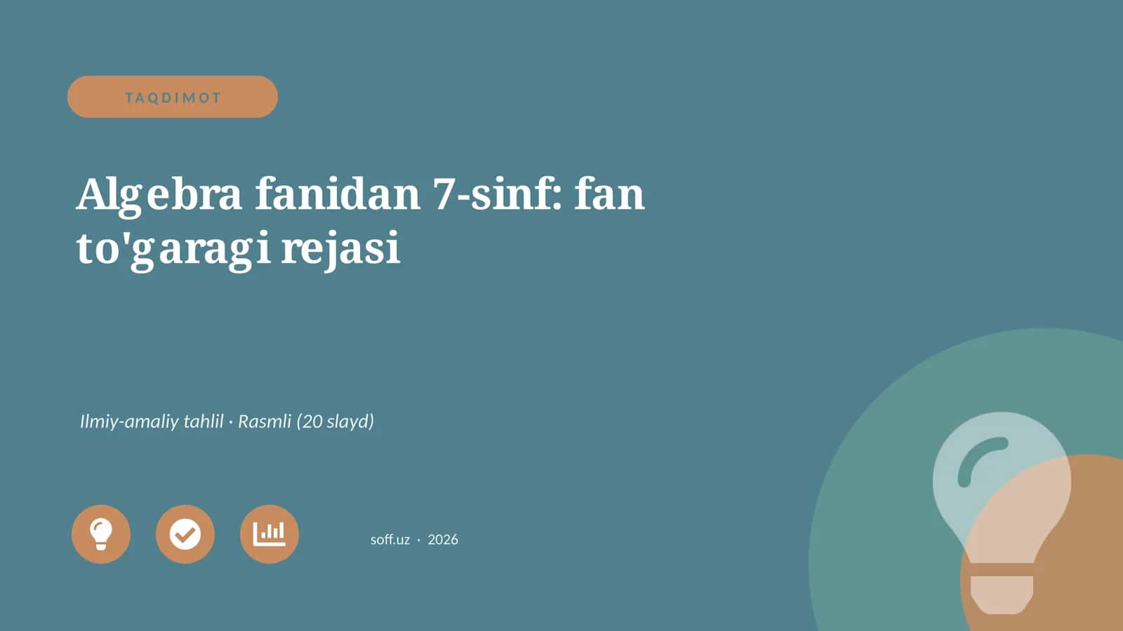 Algebra fanidan 7-sinf: fan to'garagi rejasi 1