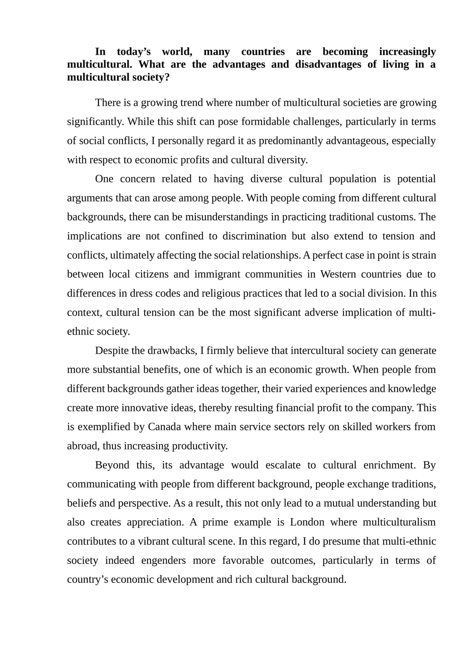 Advantages and Disadvantages of Living in a Multicultural Society 1