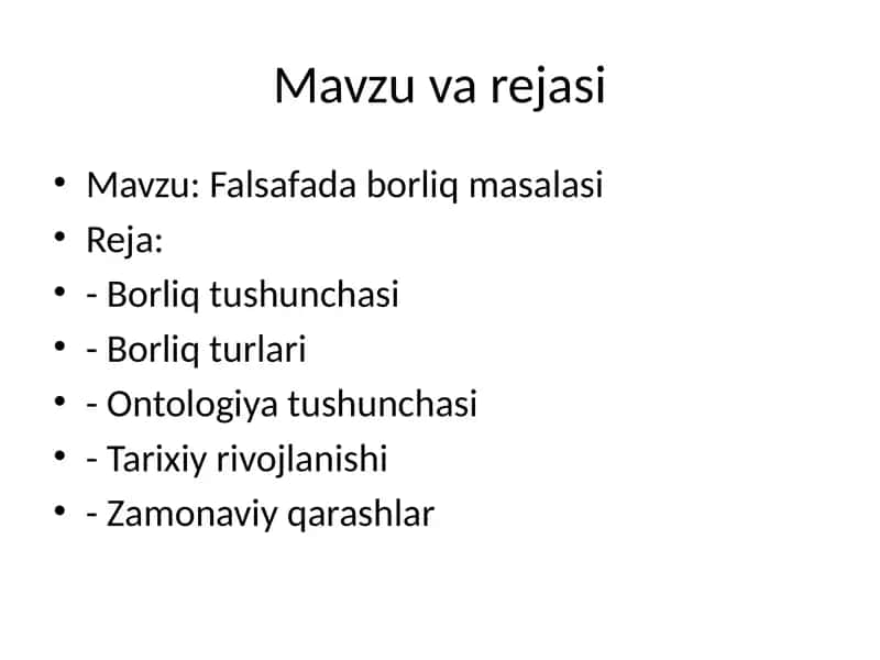 Falsafada borliq masalasi 1
