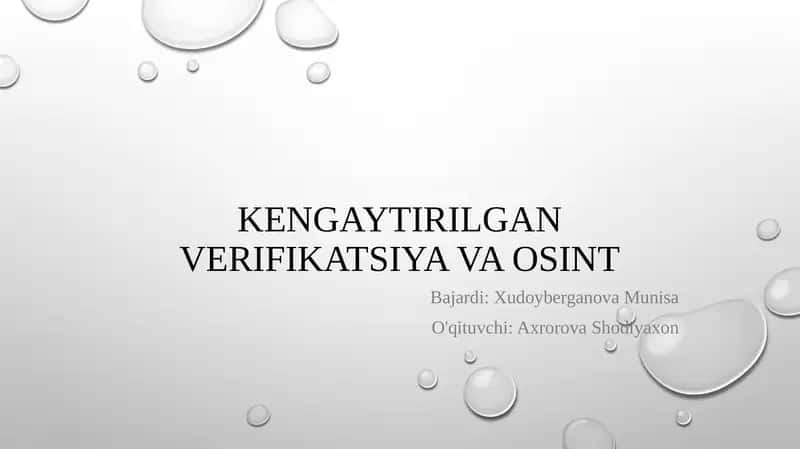 OSINT va Kengaytirilgan Verifikatsiya 1