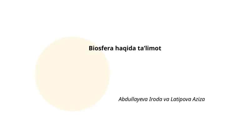 Biosfera haqida taʼlimot 1
