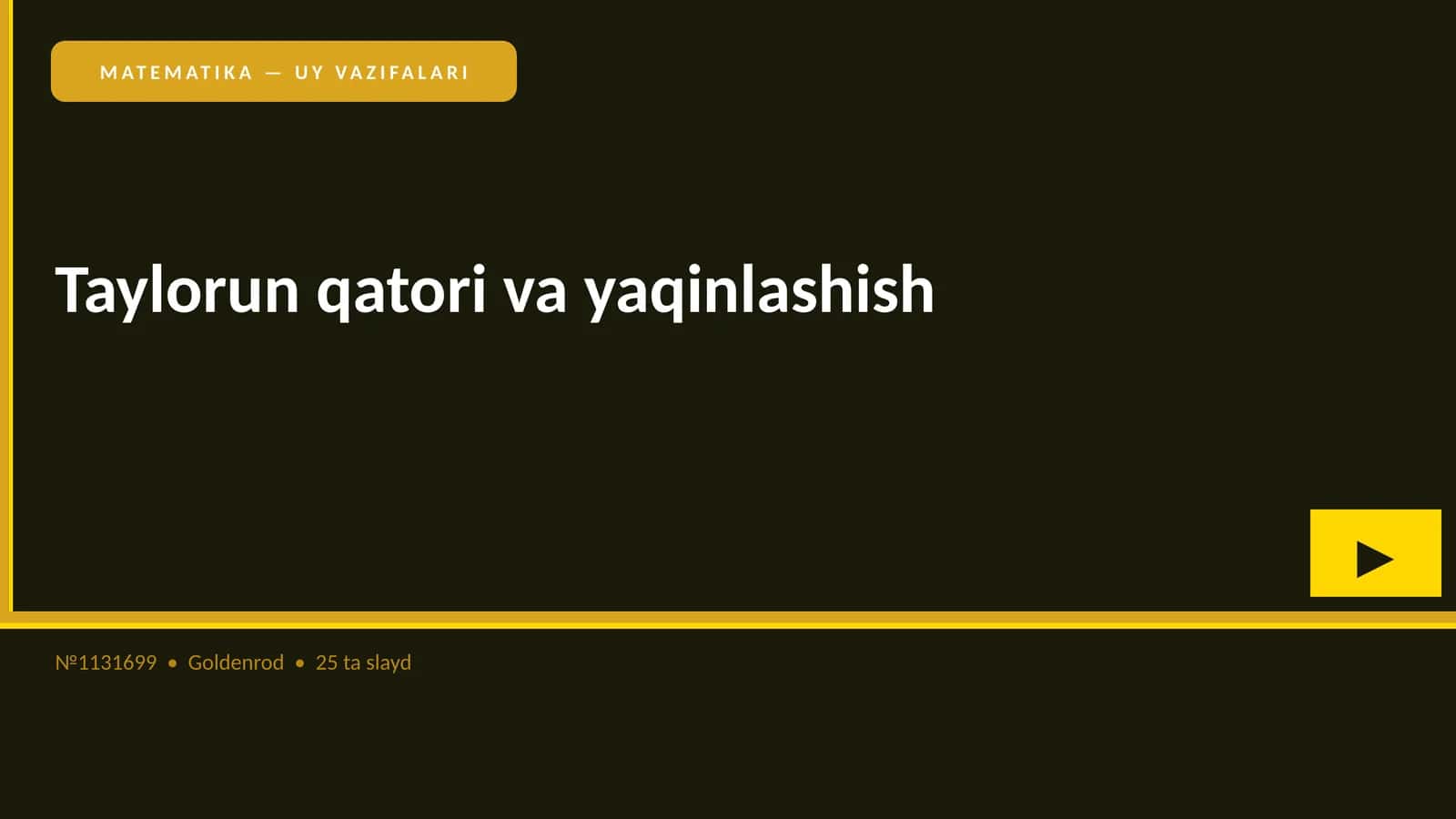 MATEMATIKA — UY VAZIFALARI 1