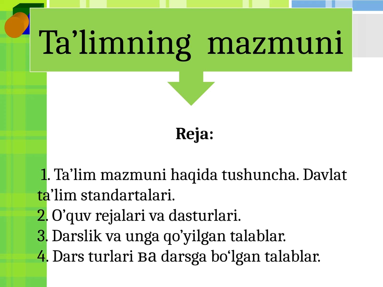 Ta’limning  mazmuni 1
