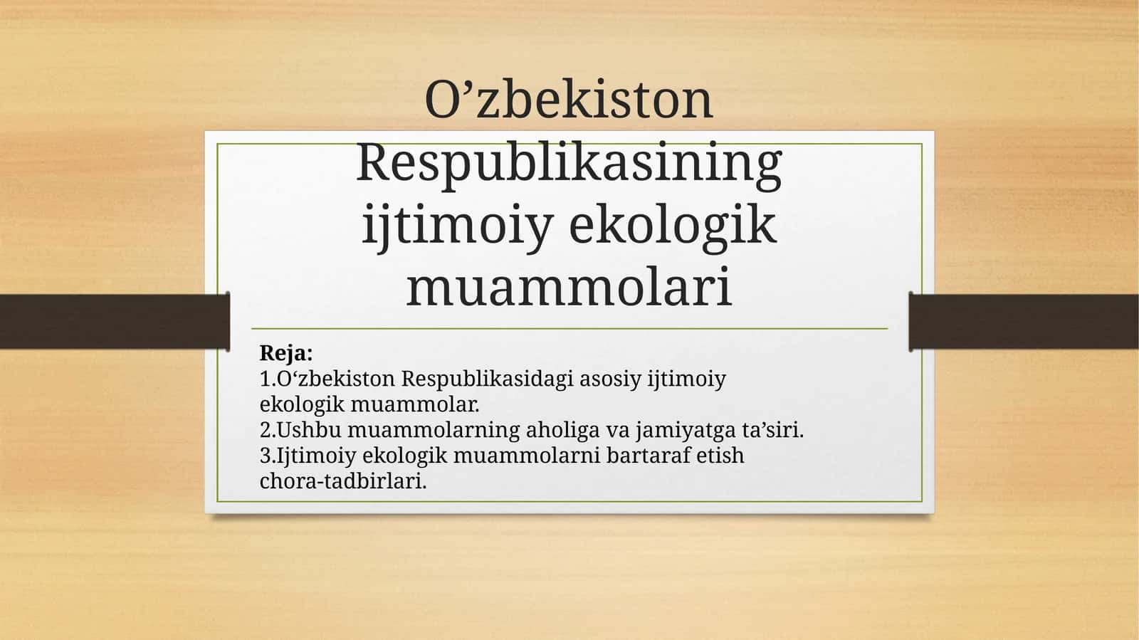 O'zbekiston Respublikasining Ijtimoiy Ekologik Muammolari 1