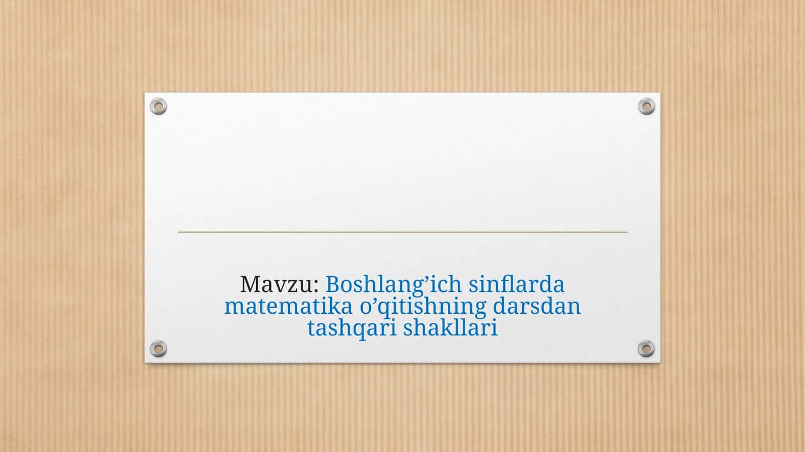 Matematika o’qitishning darsdan tashqarishakllari 1