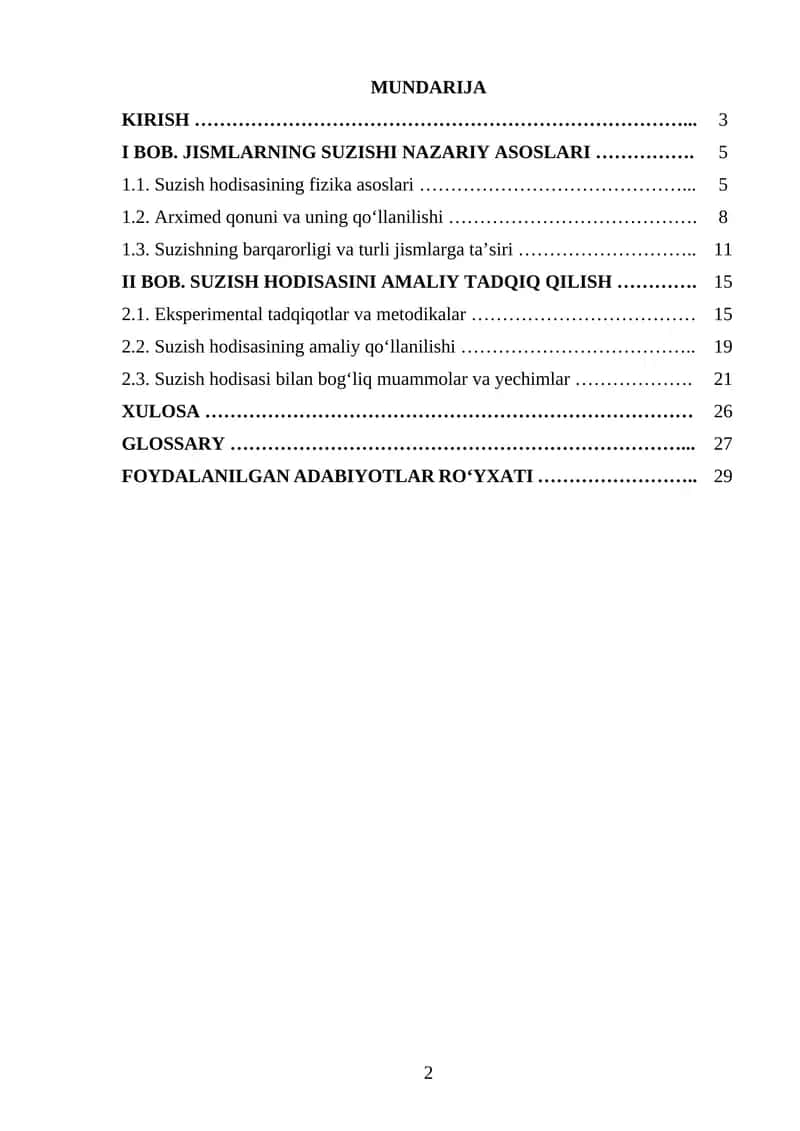 Jismlarning suzishi 1