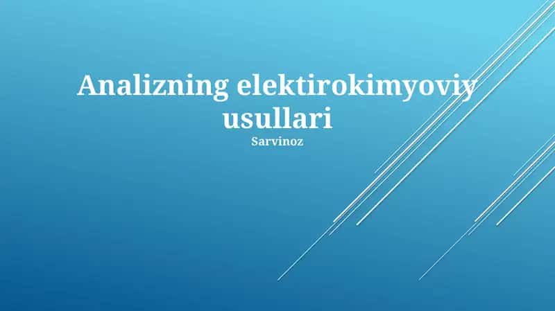Analizning elektirokimyoviy usullari 1