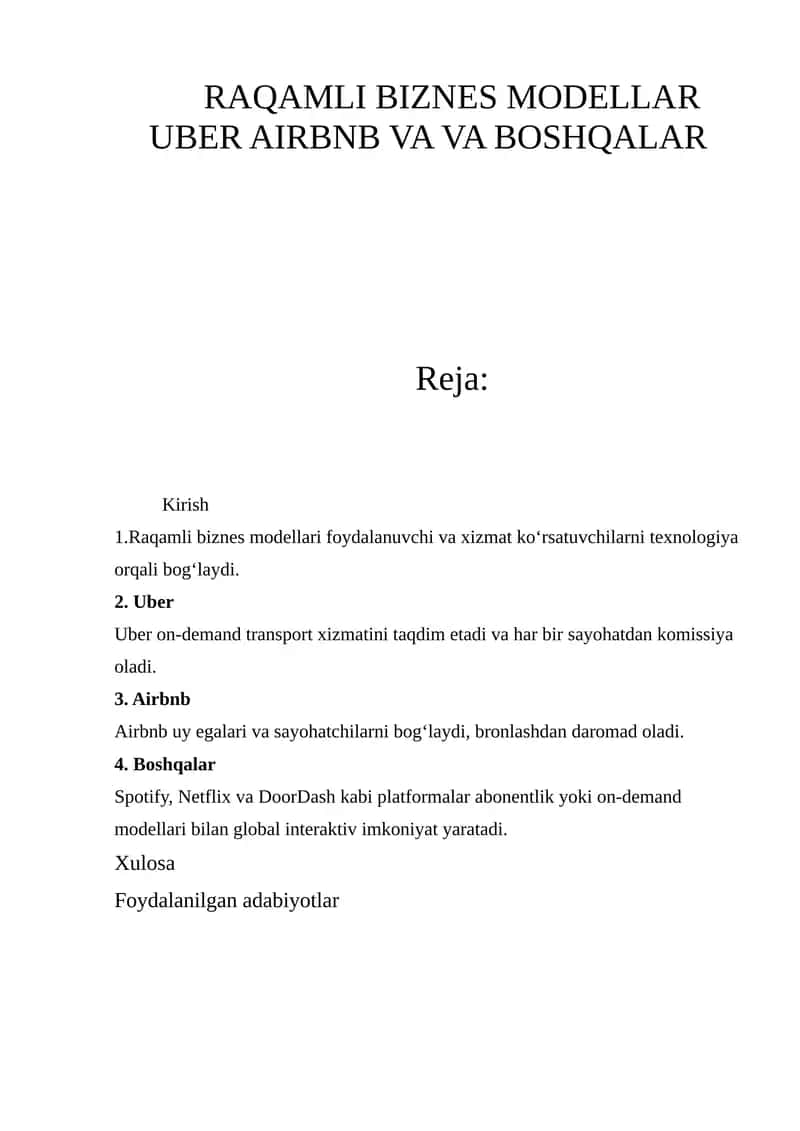 Raqamli biznes modellari 1