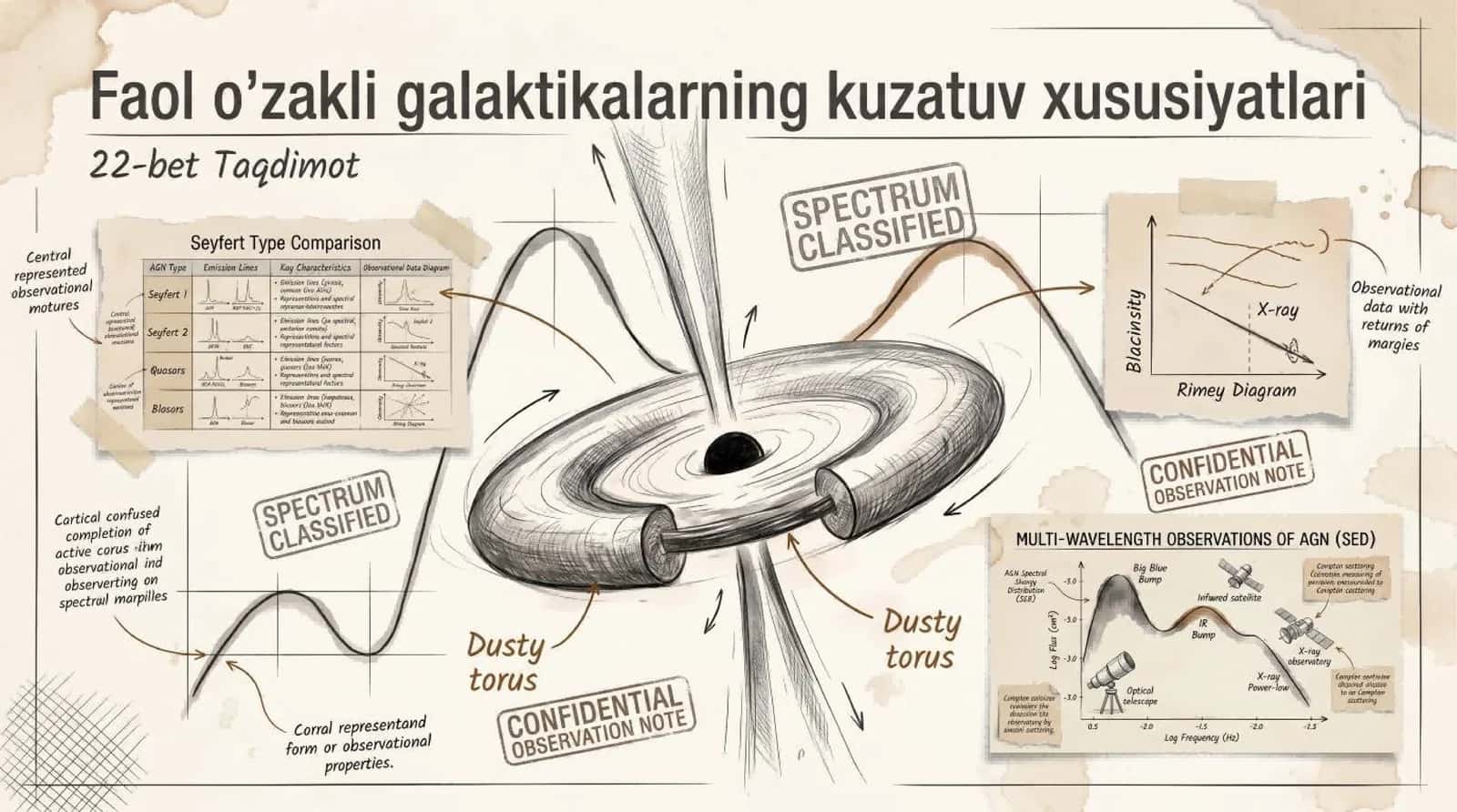 Faol o‘zakli galaktikalarning kuzatuv xususiyatlari 1