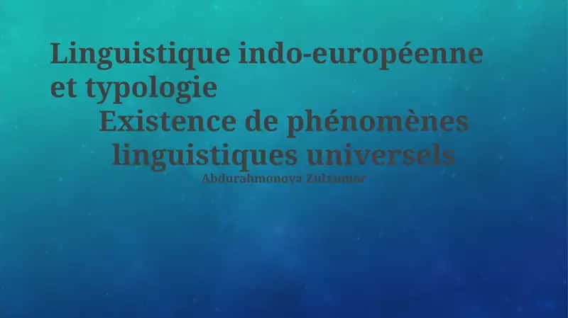 Linguistique indo-européenne et typologie 1
