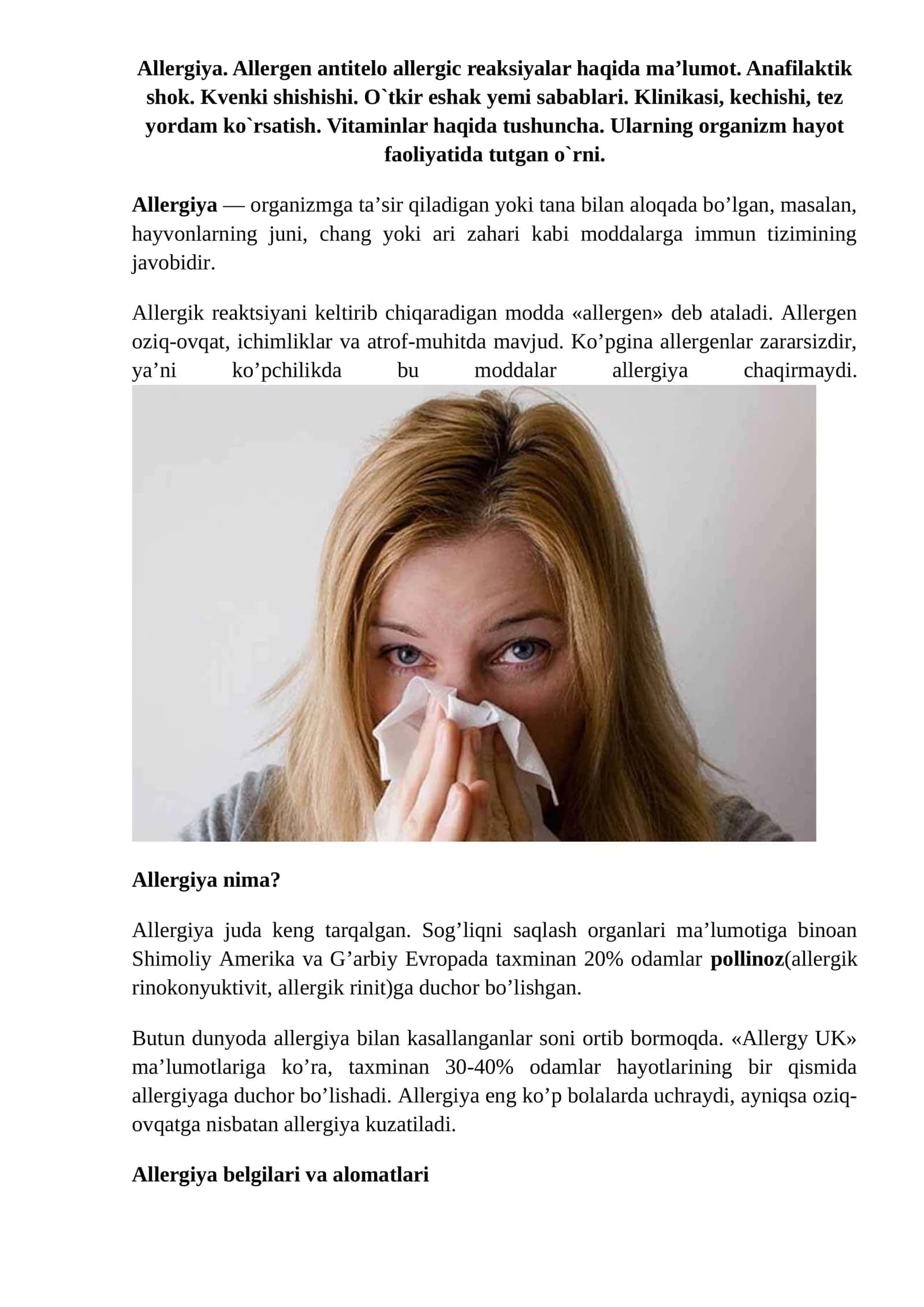 Allergiya va anafilaktik shok 1