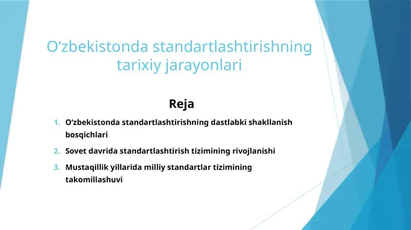 O‘zbekistonda standartlashtirishning tarixiy jarayonlari 1