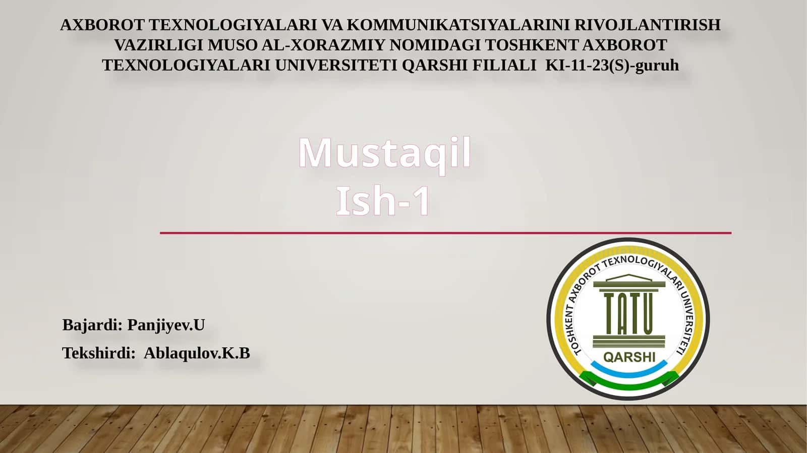 Ma’lumotlarning sozlangan turlari 1