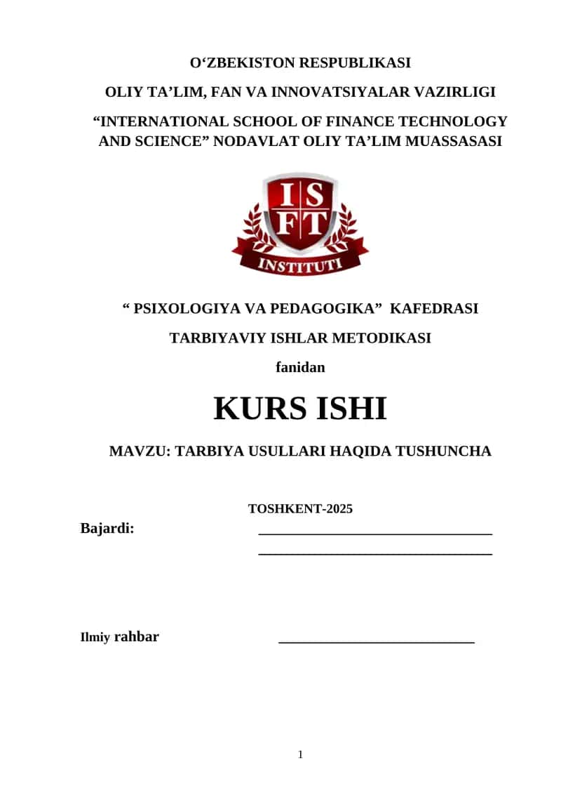 TARBIYA USULLARI HAQIDA TUSHUNCHA 1