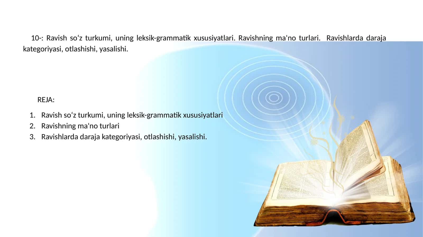 Ravish so‘z turkumi, uning leksik-grammatik xususiyatlari 1