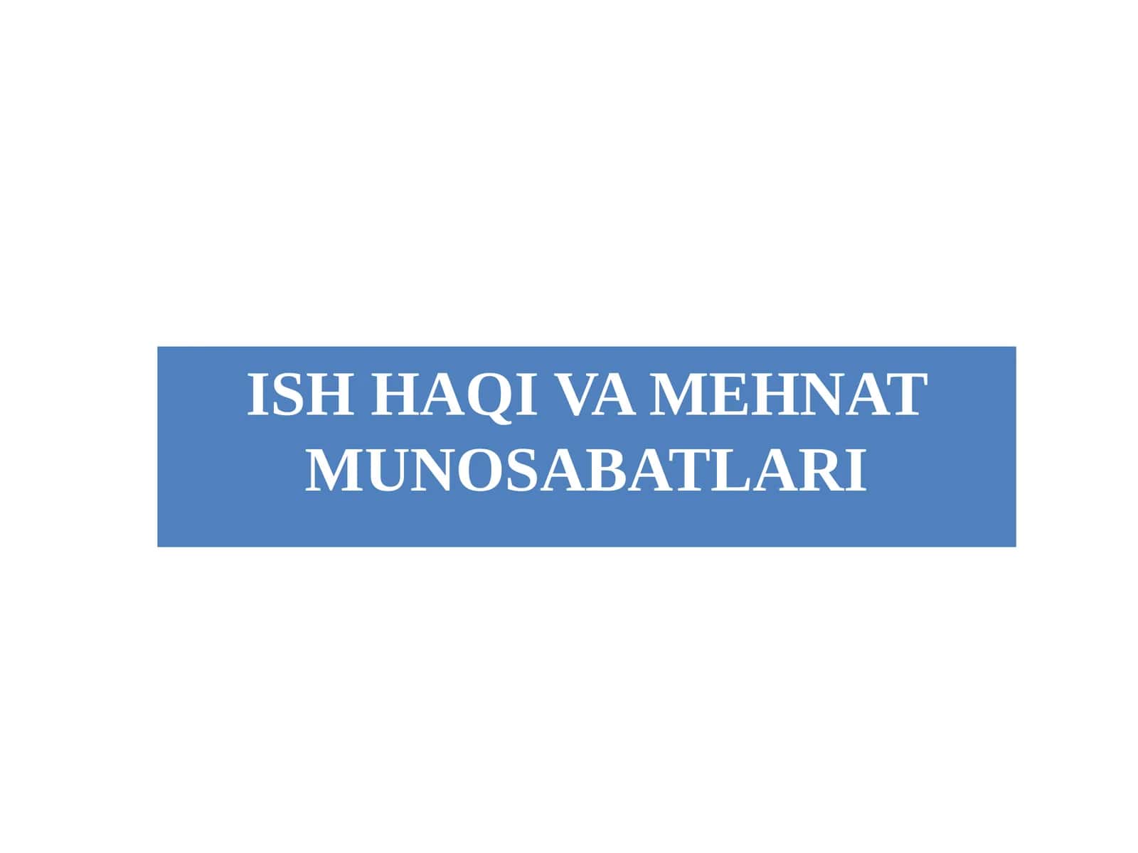 Ish Haqi Va Mehnat Munosabatlari 1