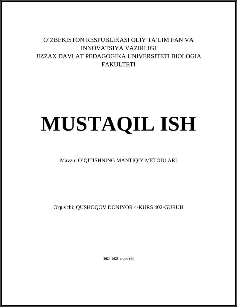 O’QITISHNING MANTIQIY METODLARI 1