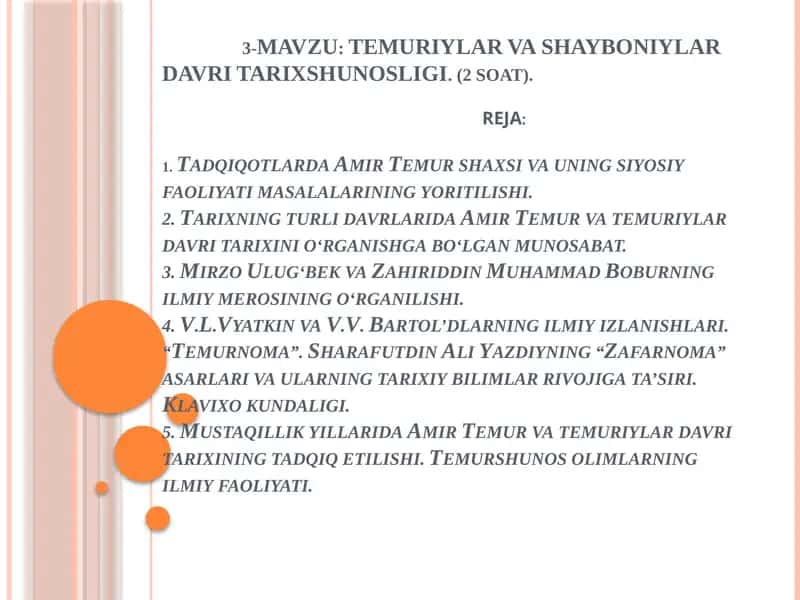 TEMURIYLAR VA SHAYBONIYLARDA VRITARIXSHUNOSLIGI 1