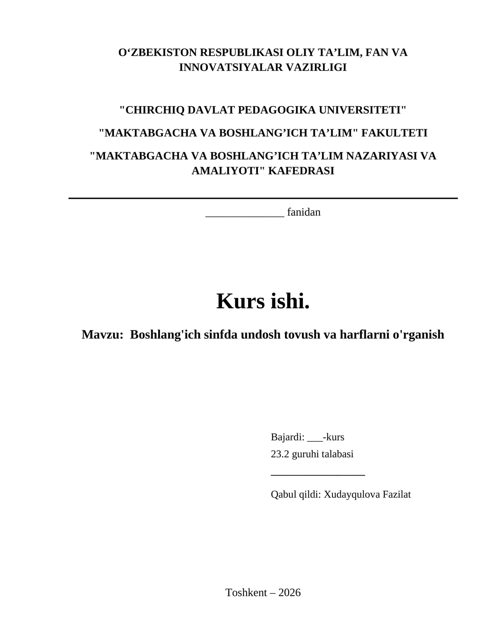 boshlangʻich sinflarda undosh tovushlar va harflarni oʻrganish 1