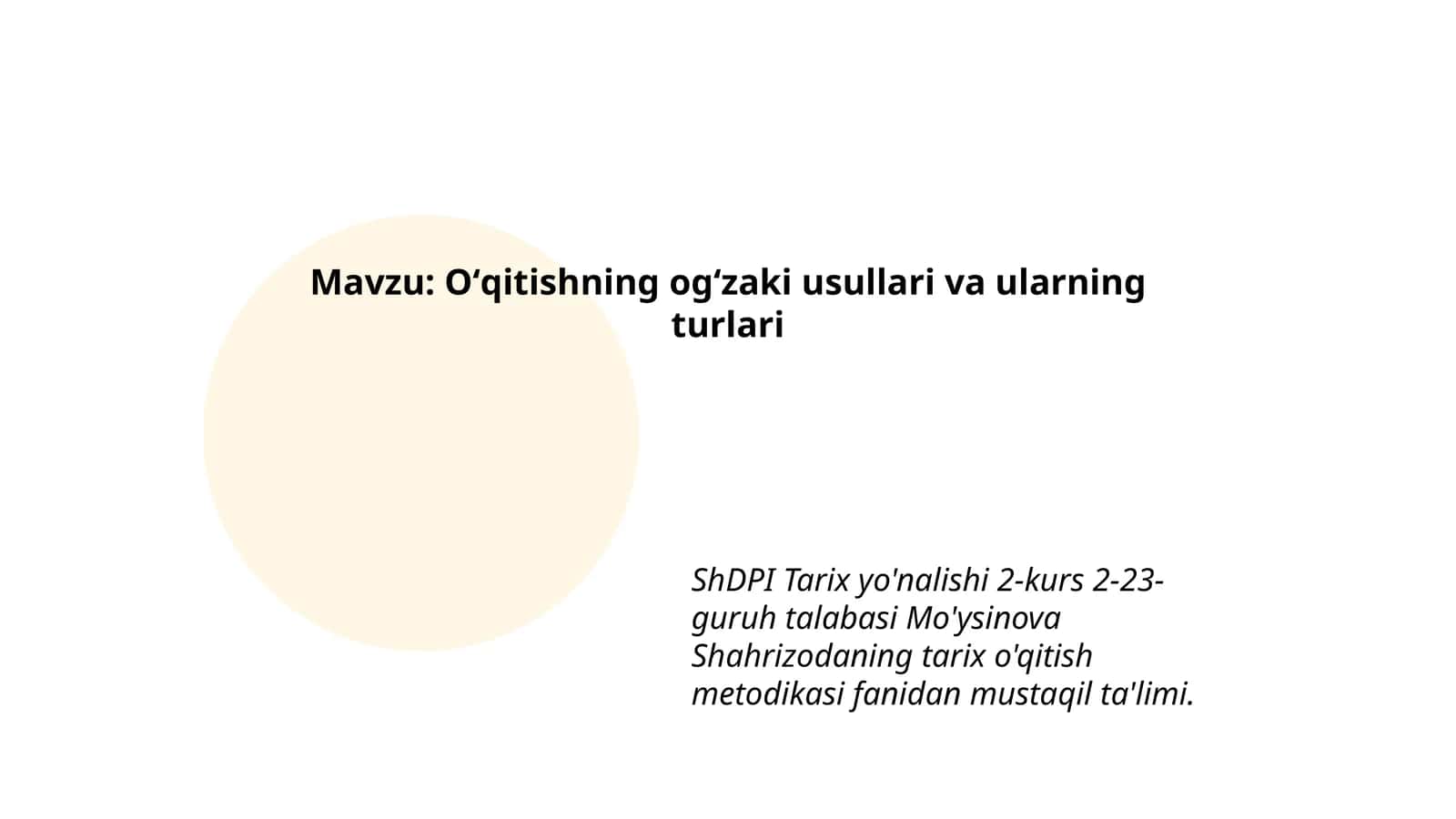 Tarix o'qitish metodikasi 1