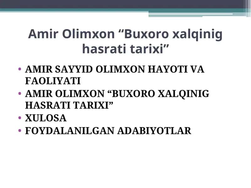 AMIR OLIMXON“BUXORO XALQINIG HASRATI TARIXI” 1