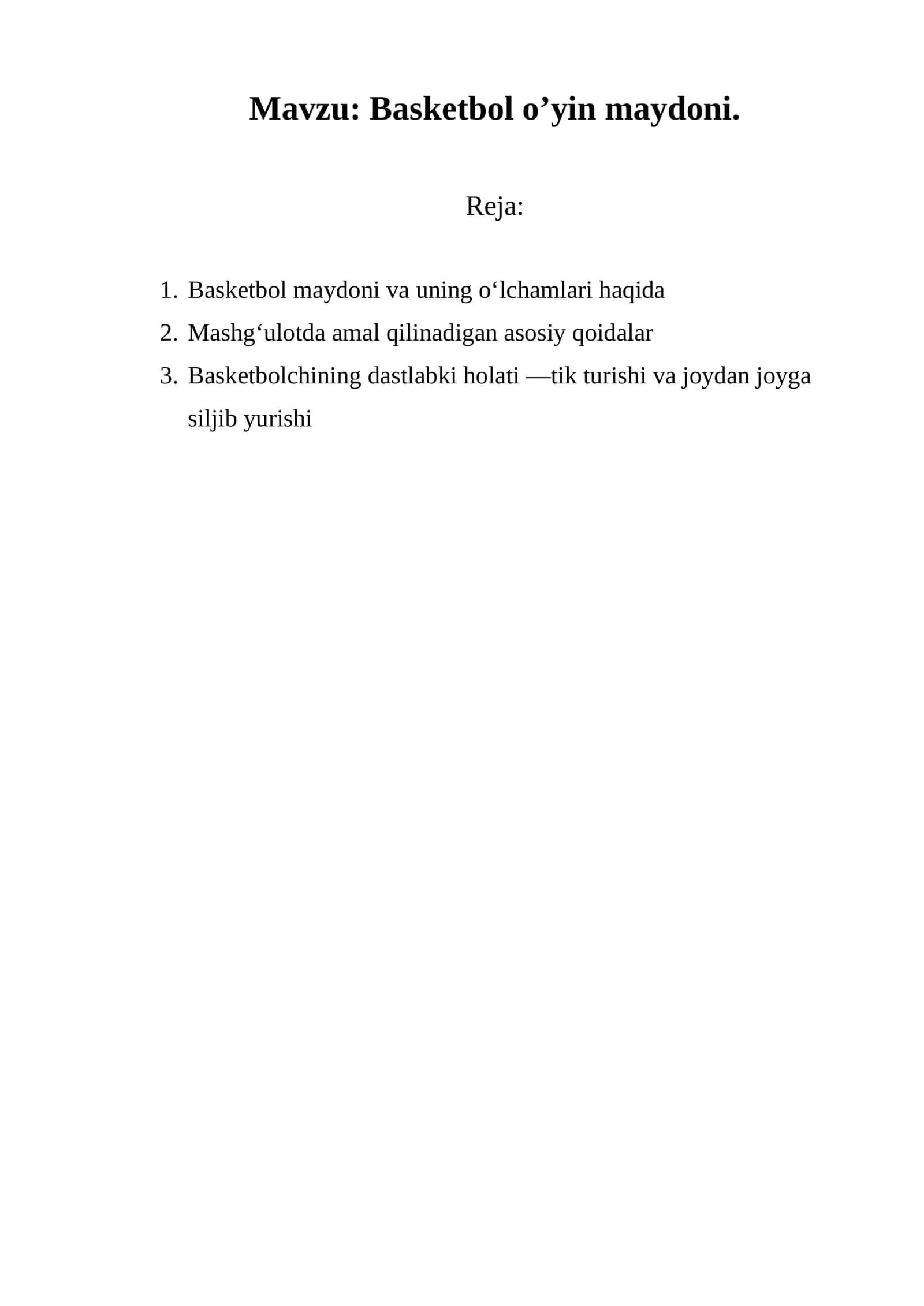 Basketbol o’yin maydoni 1