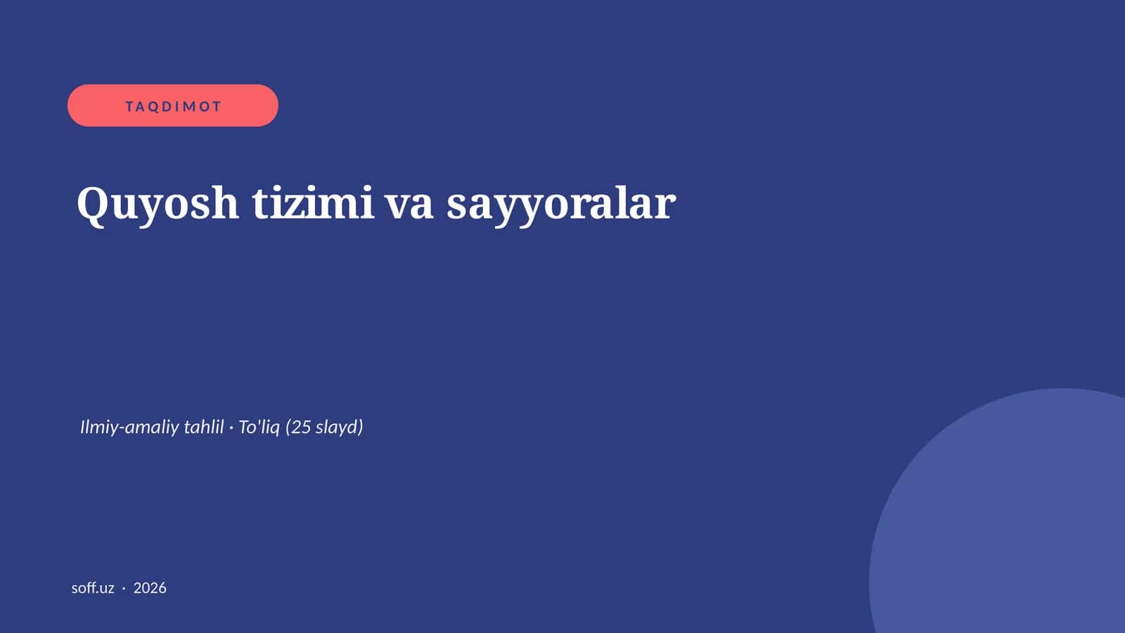 Quyosh tizimi va sayyoralar 1