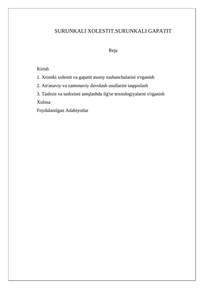 Surunkali Xolestit va Gapatit Rejas 1