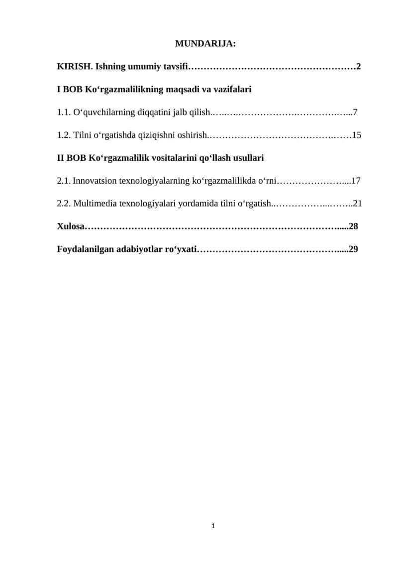 Til ta'limida ko'rgazmalilikning o'rni 1