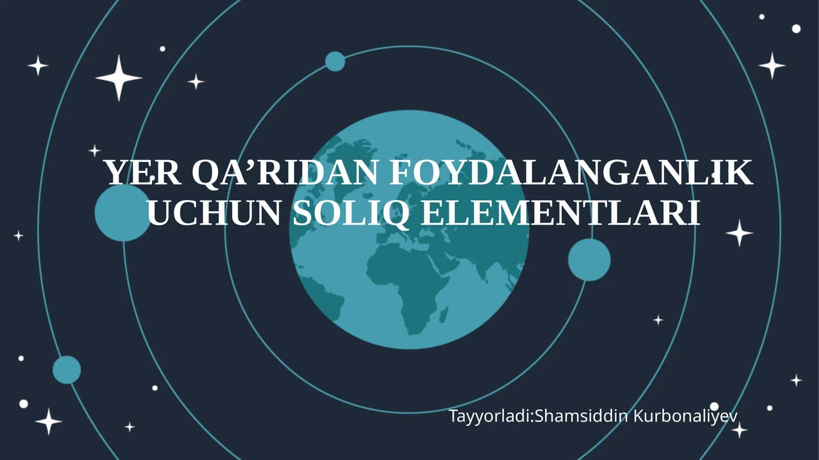 YER QA’RIDAN FOYDALANGANLIK UCHUN SOLIQ ELEMENTLARI 1