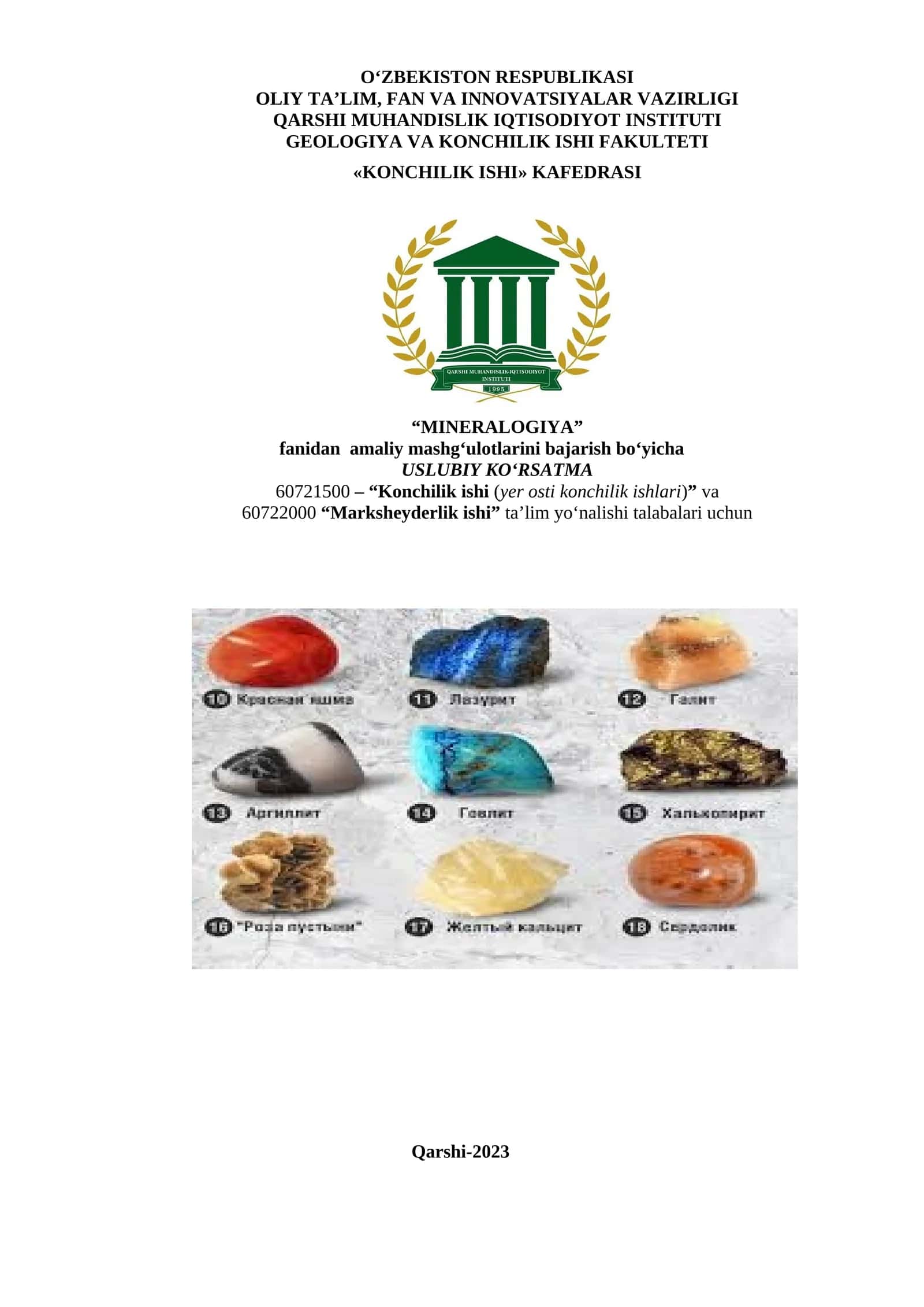 MINERALOGIYA amaliy mashg‘ulotlari 1