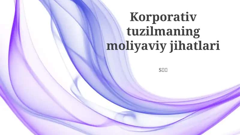 Korporativ tuzilmaning moliyaviy jihatlari 1