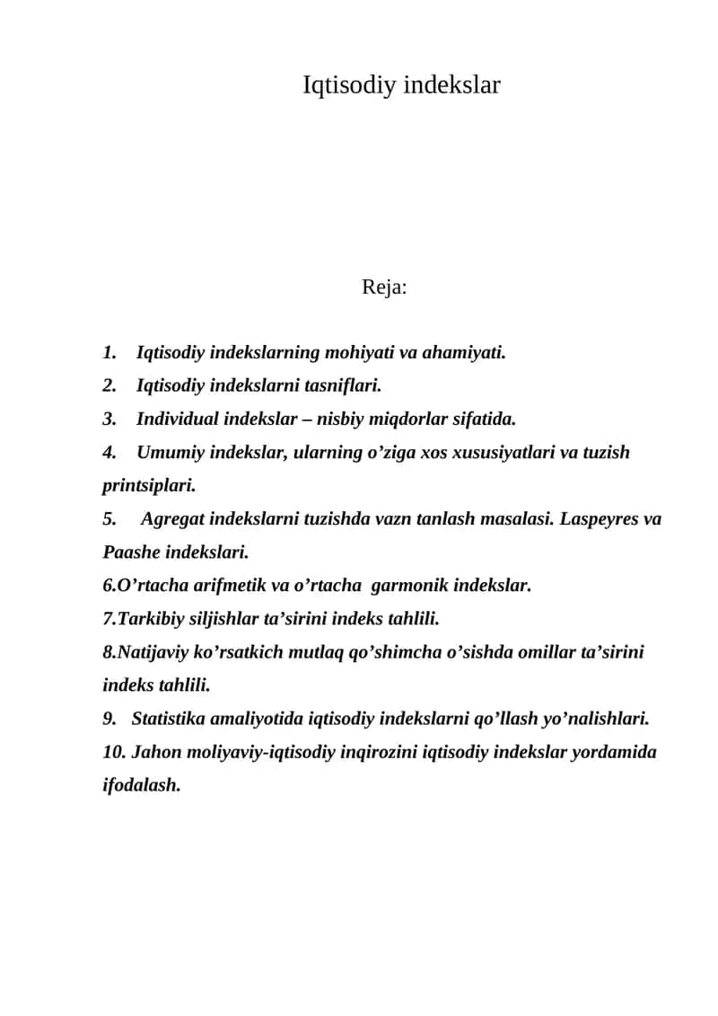Iqtisodiy indekslar 1