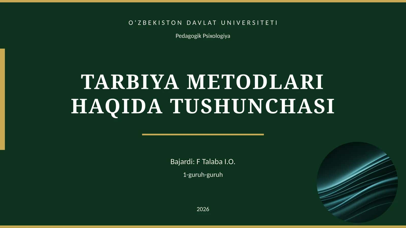 TARBIYA METODLARI HAQIDA TUSHUNCHASI 1