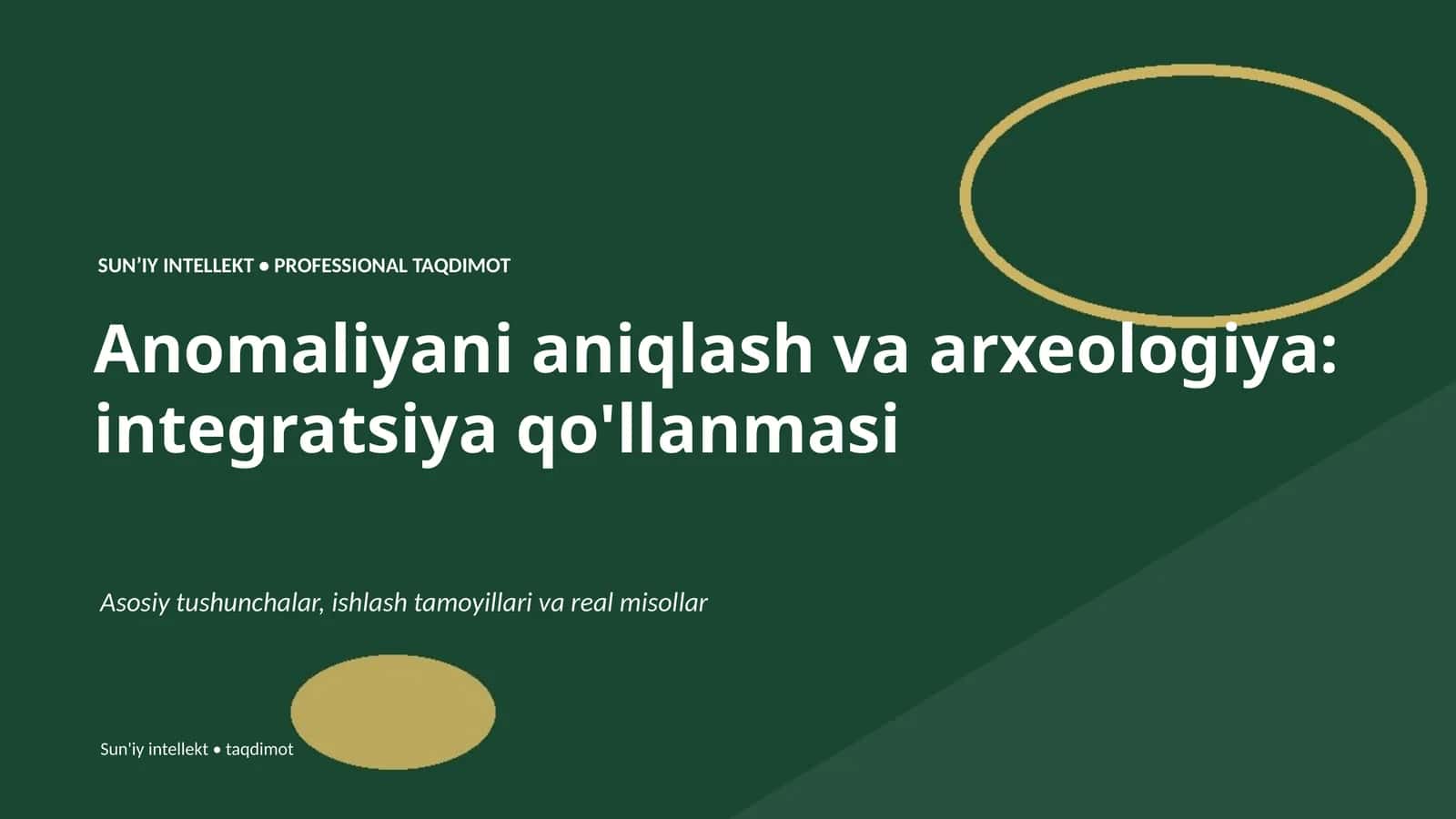 Anomaliyani aniqlash va arxeologiya: integratsiya qo'llanmasi 1