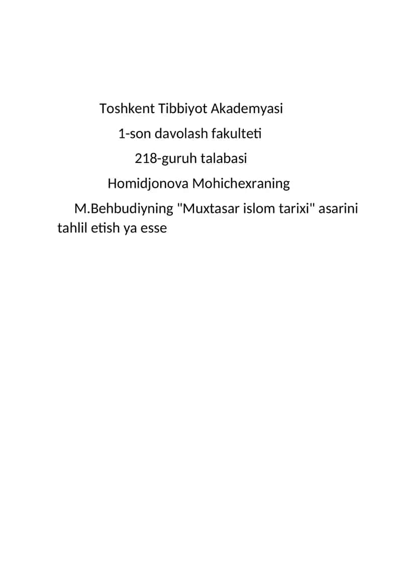 Muxtasar islom tarixi 1