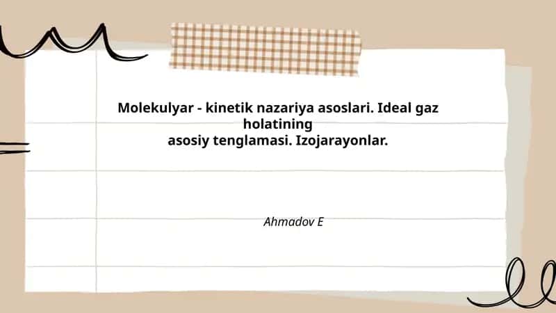 Molekulyar - Kinetik Nazariya Asoslari 1