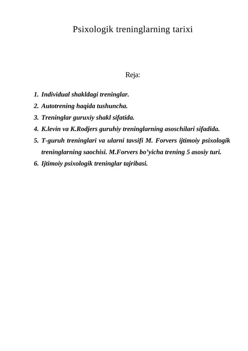Psixologik treninglarning tarixi 1