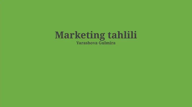 Marketing tahlili 1