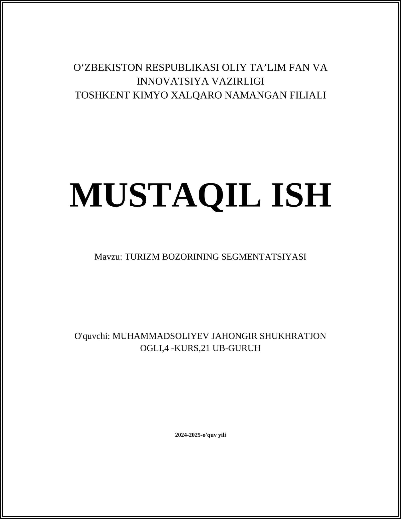 TURIZM BOZORINING SEGMENTATSIYASI 1