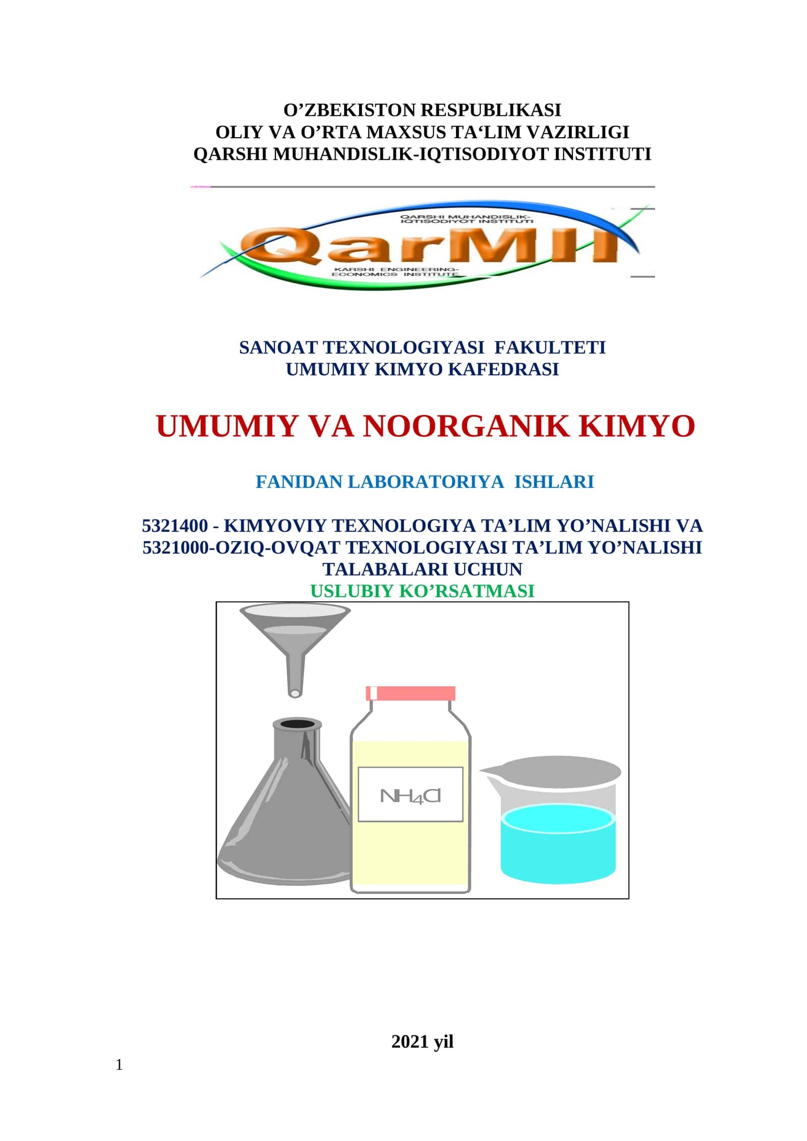 Uslubiy ko’rsatma laboratoriya ishlari 1